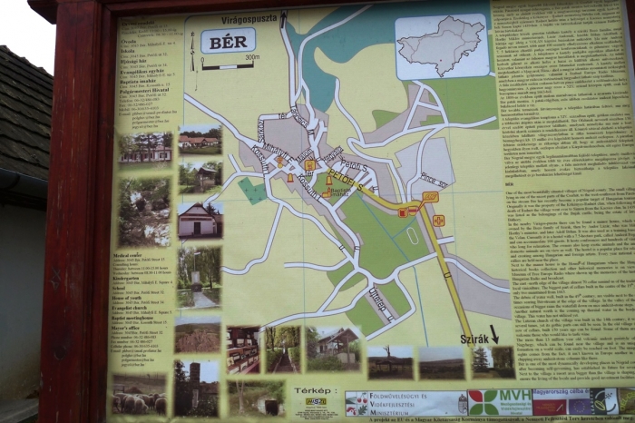 Bér falu térképe és táblája